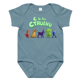 C is for Cthulhu Line-Up Onesie (Vintage Indigo)