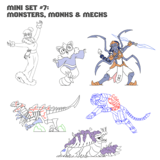 Minis - Set 7 - Monsters,  Mechs, and Monks