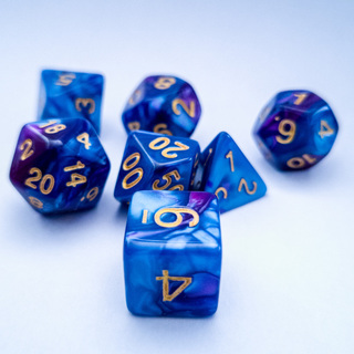 Azure & Purple Marble Dice Set