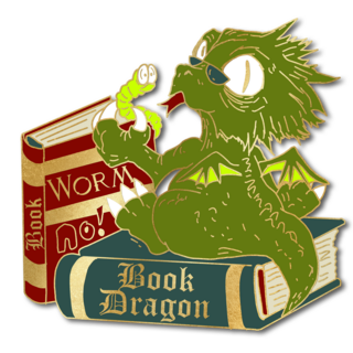 "Book worm? No! Book dragon!"  pin