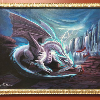Reshepia, White Lightning Dragon - Acrylic on Canvas