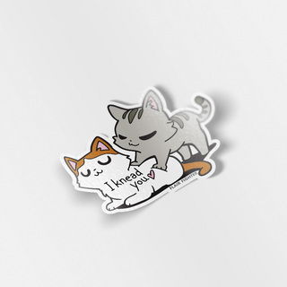 Vinyl Sticker I Knead You (Turkish Van & European Shorthair Cat)