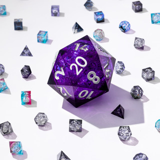 Cataclysmic Amethyst – 95mm Liquid Core Display D20