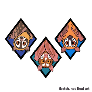 Flying foxes pin & sticker set