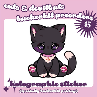 Black Cat Holographic Sticker