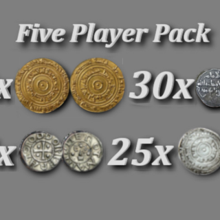 5 Player Coin Pack, new denominations (20gp, 25sp, 25msp, 30ssp) (Pre-Order)