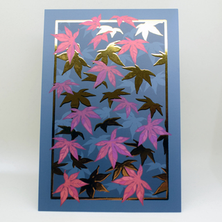 Gold Foil and Holo Postcard Print - Falling Leaves