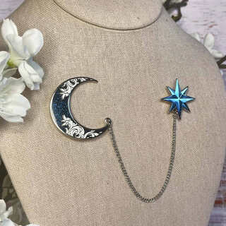 Star and Moon Collar Pin