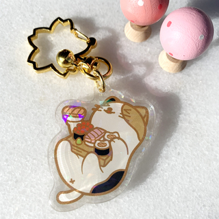 Sushi Cat Holographic Transparent Acrylic Keychain