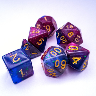 Purple & Navy Blue Marble Dice Set