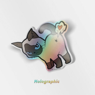 Holographic Vinyl Stickers Cat Fart