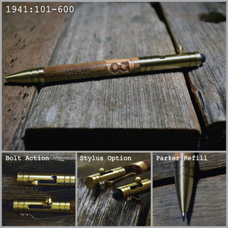 1941:101-600 | A bolt-action, retractable ballpoint with optional touchscreen stylus. Antique brass finish.