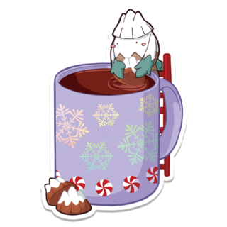 Mint cocoa snow troll holographic sticker
