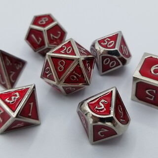 English Metal Red and Silver Dice