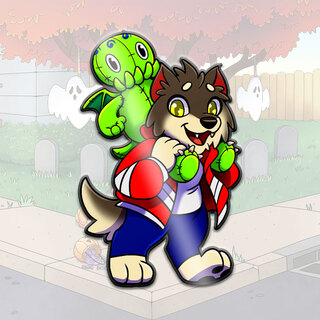 Night Wolf & Cthulhu 2″ Hard Enamel Pin