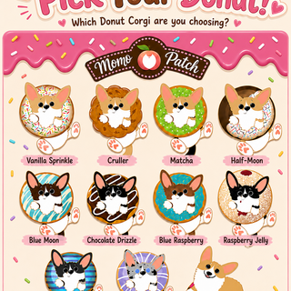 Donut Corgi Pin — Choose Your Donut Corgi Pin