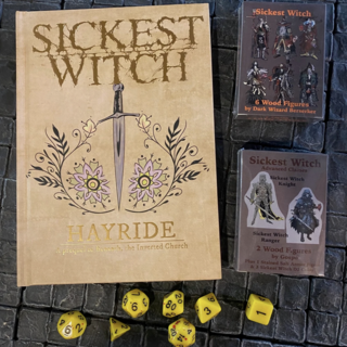 Sickest Witch Bundle, Hayride by Justin Sirois, 2 Small Party minis plus dice set - Mork Borg