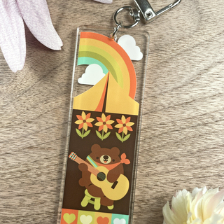 Camping Bear Acrylic Keychain