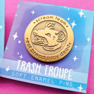 Eat Bread Play Dead Opossum Pin (Antique Gold)