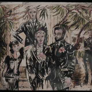 A printed watercolor of the Carlyle Expedition