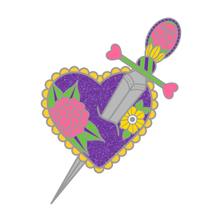 Dagger & Heart Pin - Sapphic