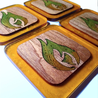 CUSTOM COASTER SET of 4 with LEP Flame