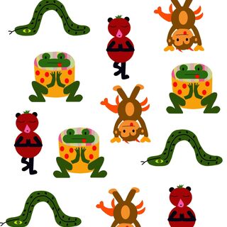 Mash-Up Friends Doing Yoga Sticker Sheet