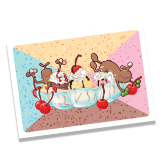 Banana split wood guys mini print