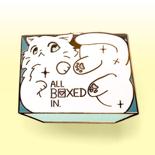 Enamel Pin All Boxed In (Turkish Angora Cat)