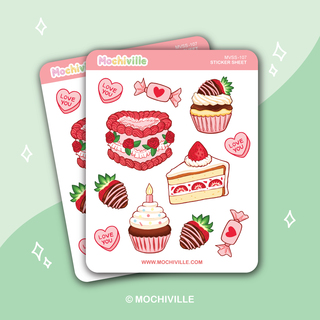 Strawberry Pastries Vinyl Sticker Sheet