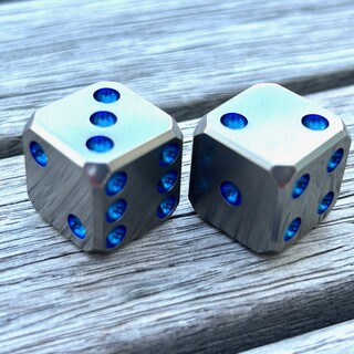 1x Pair Sapphire Titanium Dice