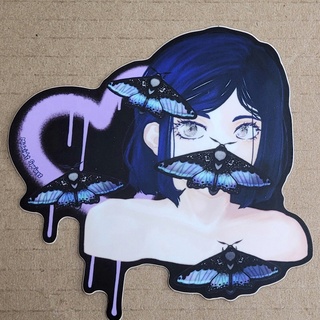 Grey Moth Girl 4" Matte Vinyl Sticker