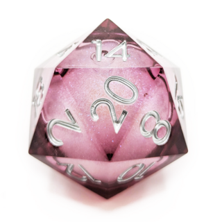 Liquid Core Giant D20, 33mm | (Wine with Silver Numbers)