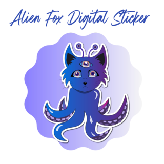 Digital Alien Fox Sticker