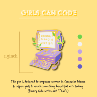 Enamel Pin - GIRLS CAN CODE