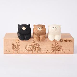Clinging Downward Bear Family with Display Stand