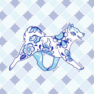 Porcelain Shiba Inu Enamel Pin