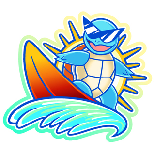 Surfing Turtle Sticker