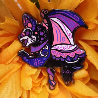 Genderfluid flag batsquatch carousel pin