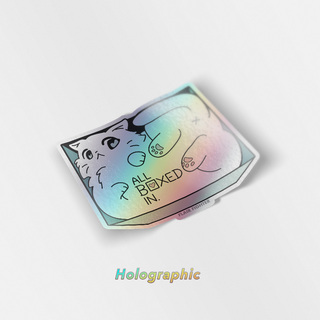 Holographic Vinyl Stickers All Boxed In (Turkish Angora Cat)