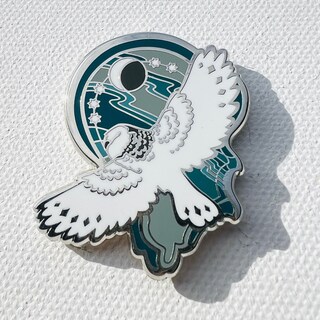 Nocturnal Nouveau Pin | Aurora Borealis Barn Owl