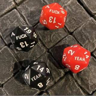 2 Red and 2 Black Fuck Yeah D20s