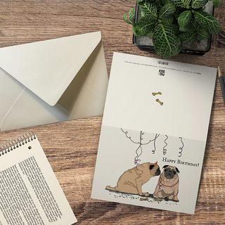 Happy Pugs Folding Card "Birthday"