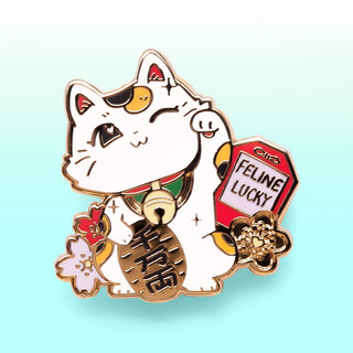 Enamel Pin Lucky Cat (White) Maneki-Neko