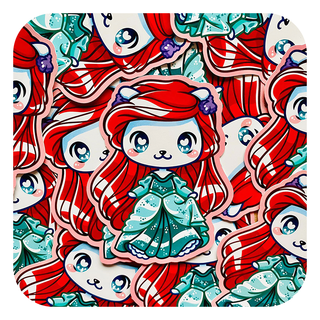 Ariel Teal Gown Vinyl Glossy Sticker