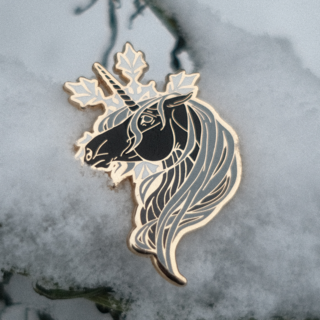 Unicorn Enamel Pin - Winter B&W
