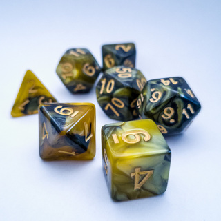 Gold & Black Marble Dice Set