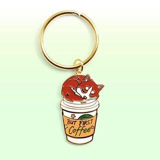 Keychain "But First Coffee" Husky