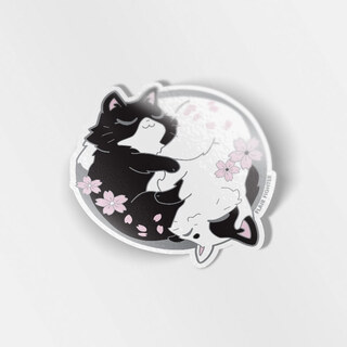 Vinyl Sticker Sakura Yin Yang Cats