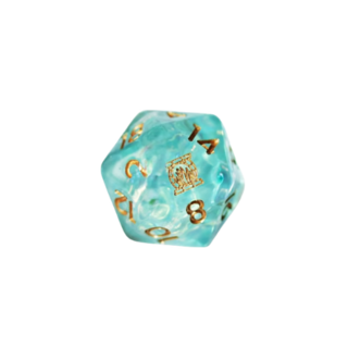 Custom Resin Dice 33mm D20 - Light Blue